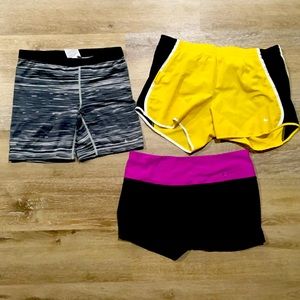 Lot of 3 small Nike workout shorts. 2 spandex. 1 running short.